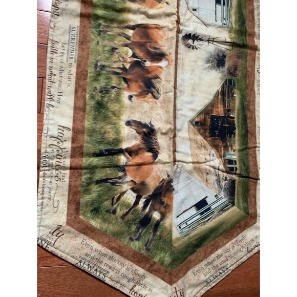 Handmade Horses Running Barn Quilted Table Runner - Picture 3 of 14